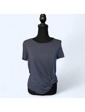Y2K Abercrombie & Fitch navy striped twist front top size extra small